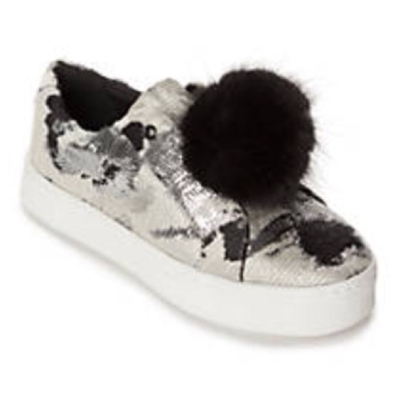 Silver/black brocade Pom Pom Sneakers - Picture 5 of 7
